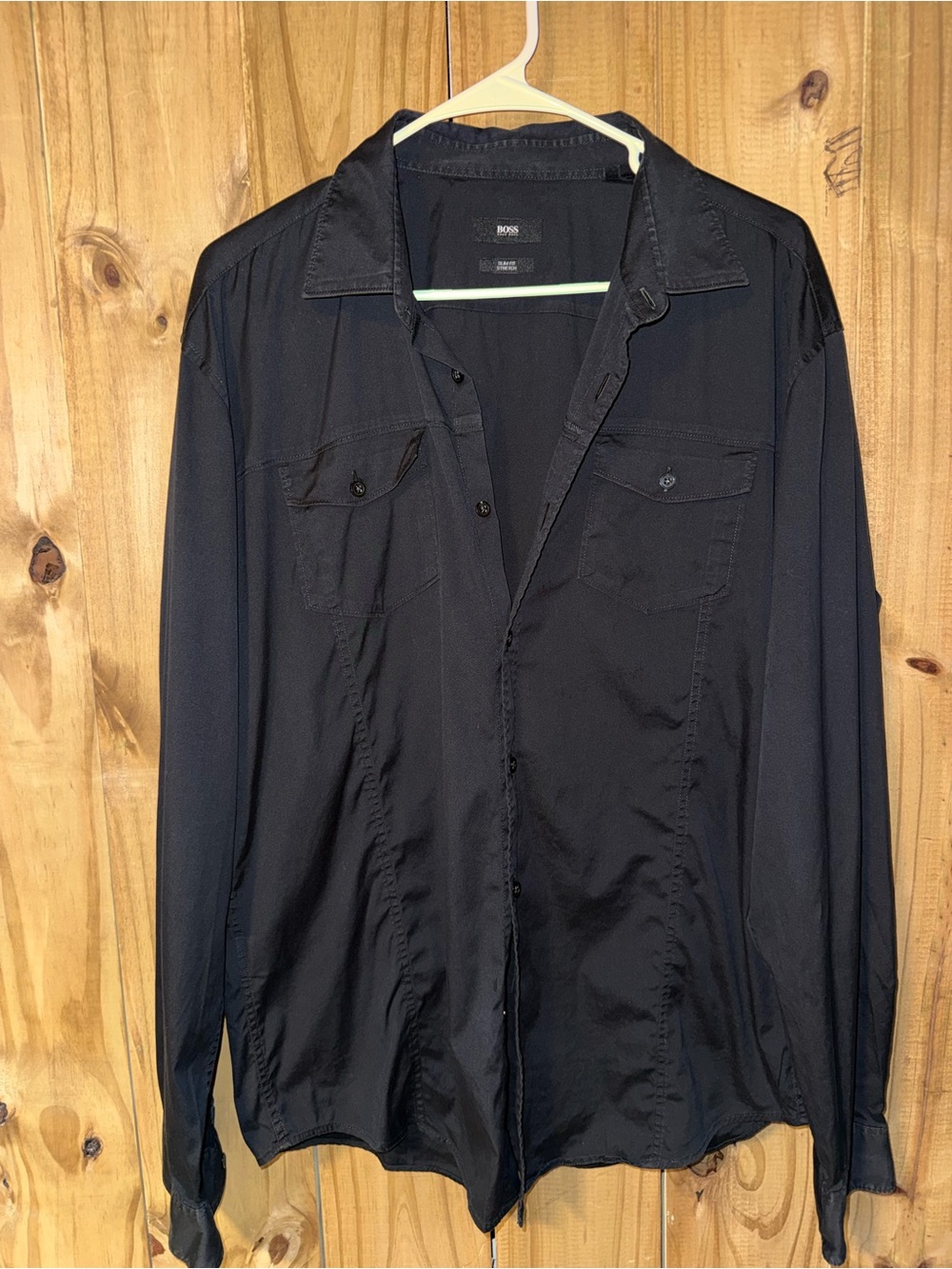 Boss Lightweight Black Button-Front Shirt Jacket